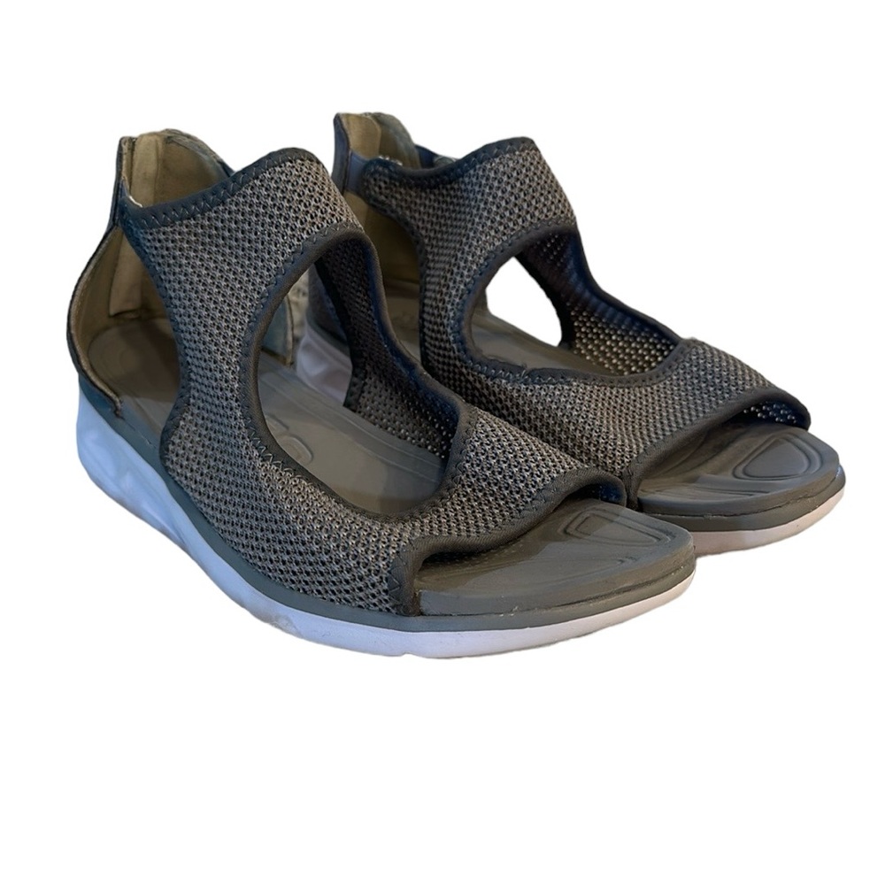 JBU Sport Grey Margot Zip Open Toe Snakeskin Mesh Sandal Sz 9.5M